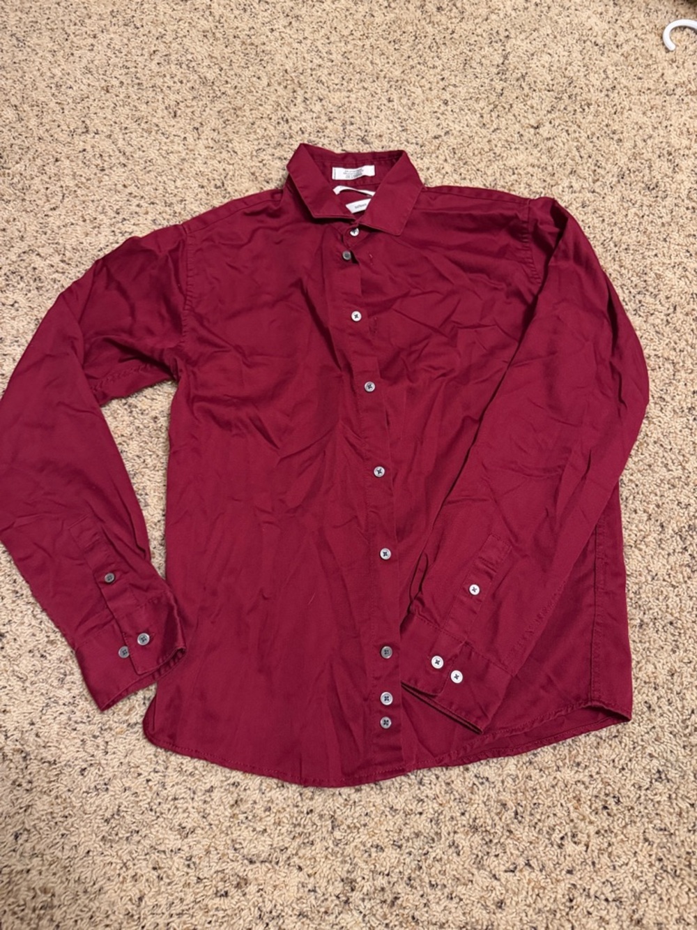 Calvin Klein Sateen Shirt in Deep Wine